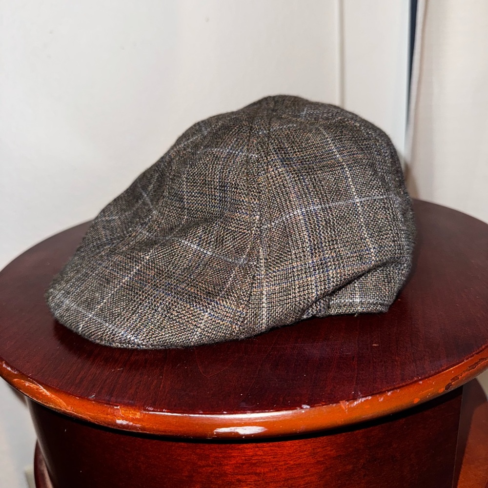 Lids Brown Plaid Flat Cap Wool Blend